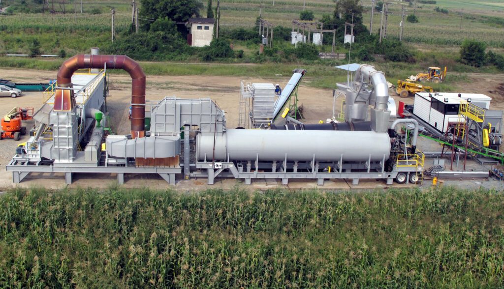 Tarmac 7' x 27' Direct Fired Thermal Plant, this one is set up in Romania.